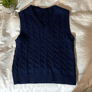 Navy Blue Knit Sweater Vest